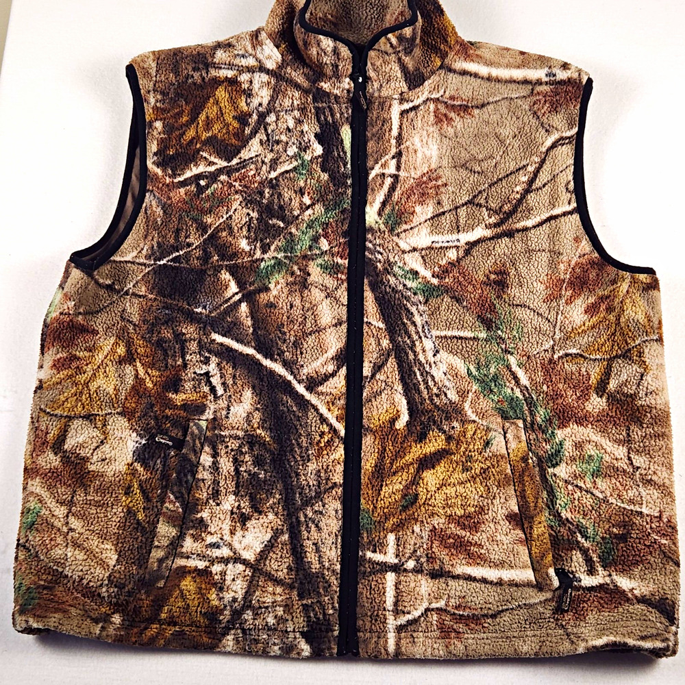 Guide Series Men's XL Woodland Camo Hunting Vest Full Zip Polyester